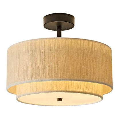 Double Drum Semi Flush Mount Ceiling Light