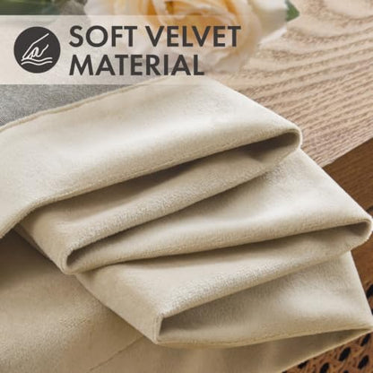 Beige Velvet Curtains 4 Panels Set Back Tab 40 x 96 Inch Long (Beige / 40"W x 96"L (Pack of 4))