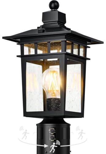 360° Motion Sensor Outdoor Post Lights (Black / 14.2-Inch-1 Pack-Motion Sensor)