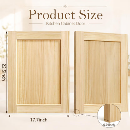 2 Pack Unfinished Pine Shaker Cabinet Doors 17.7" W x 22.5" H (17.7'' Wx22.5'' H)