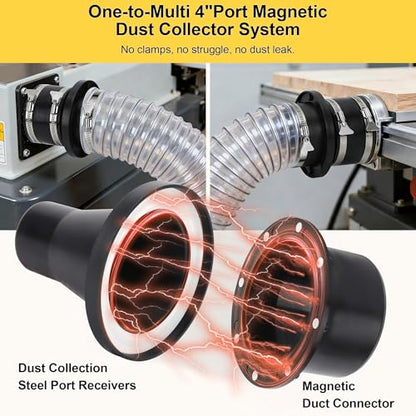 Magnetic Dust Collection Fittings for 4" Shop Vacuums Dust Hose