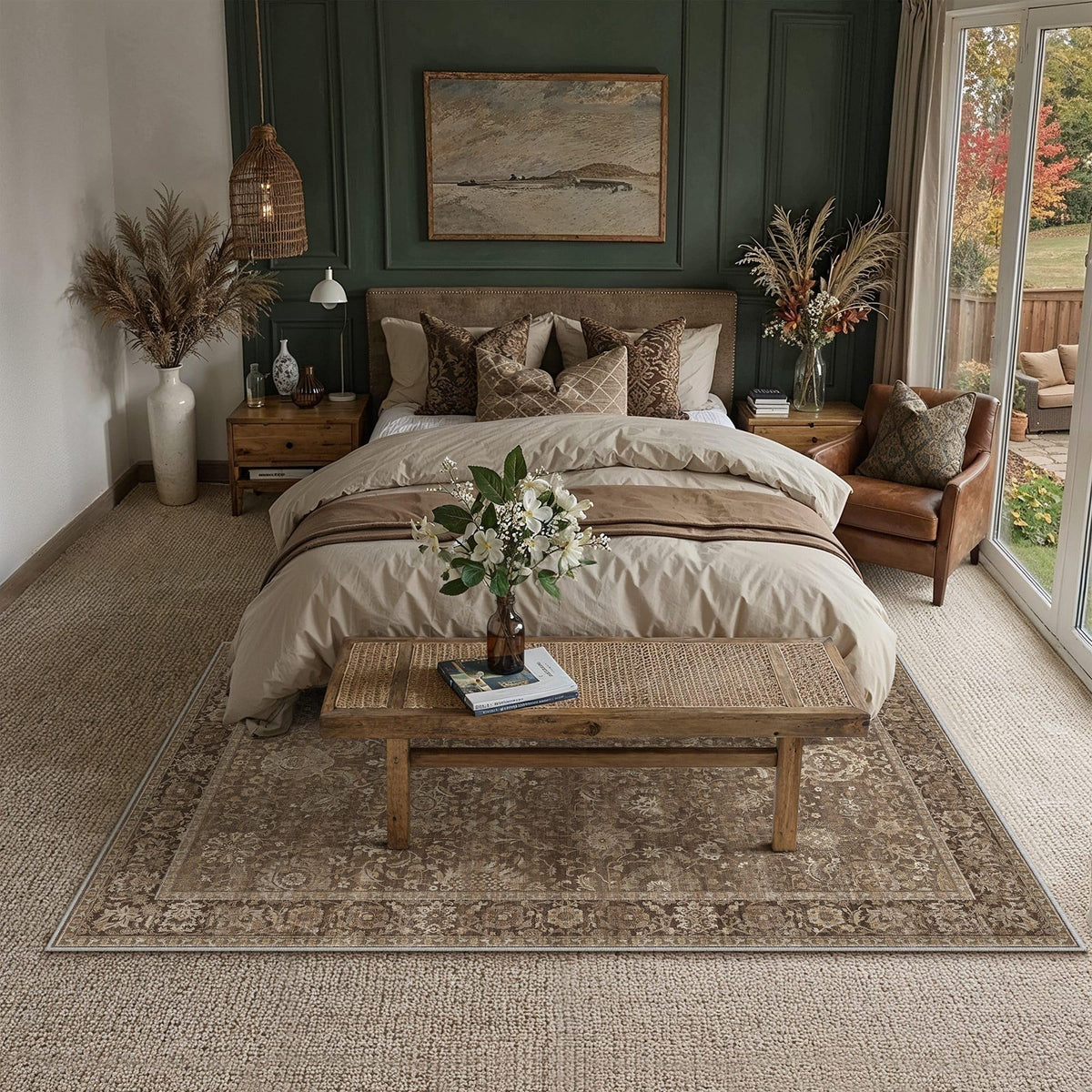 Area Rugs 5x7 Brown Vintage Rug for Living Room (Retro | Brown / 5' x 7' (Rectangular))