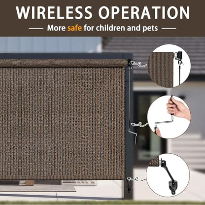 Outdoor Roller Shades for Patio (Mocha / 96"W x 96"H)