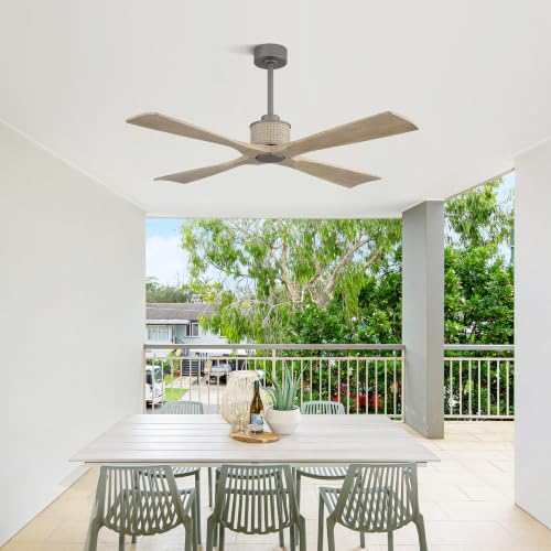 54" Ceiling Fan without Light 4 Wood Blades