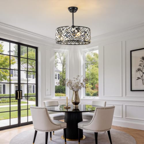 Crystal ceiling fan with light remote APP control
