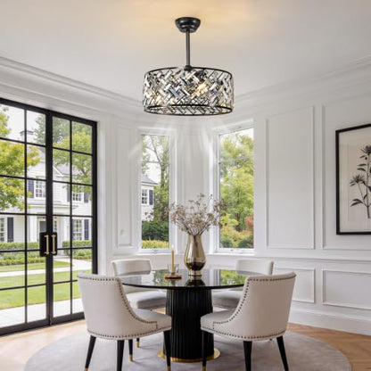 Crystal ceiling fan with light remote APP control
