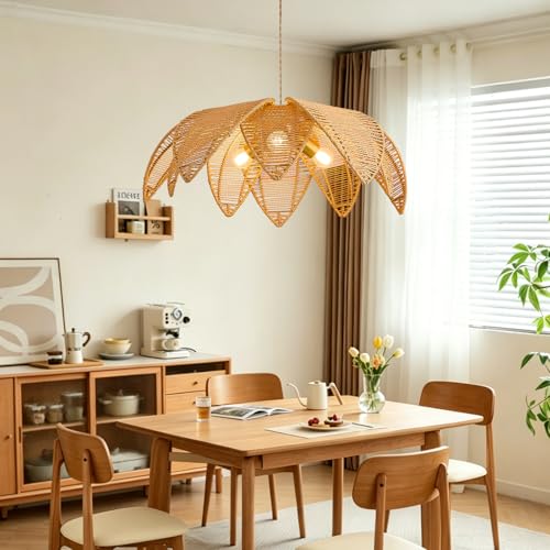 3 Light Boho Rattan Chandelier