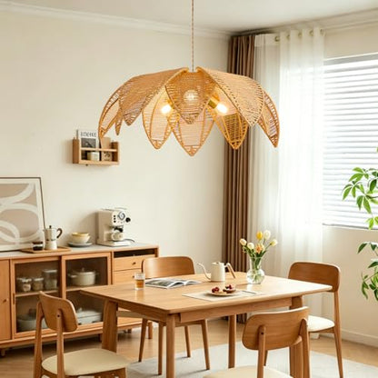 3 Light Boho Rattan Chandelier