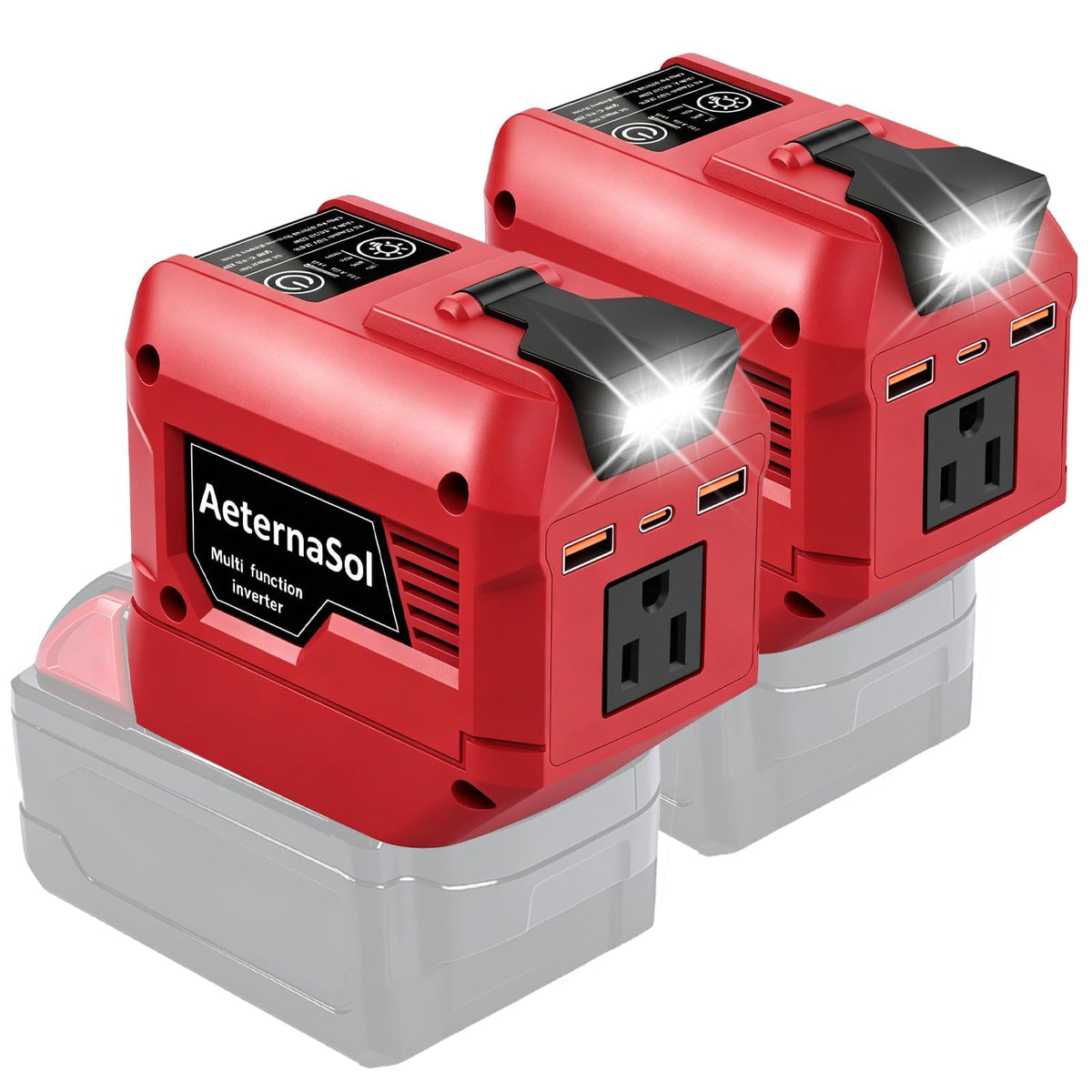 250W Power Inverter Compatible with Milwaukee 18V Battery (Red / 2)