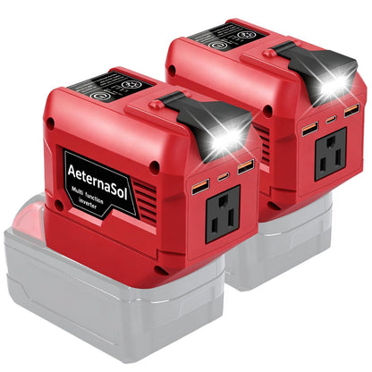 250W Power Inverter Compatible with Milwaukee 18V Battery (Red / 2)
