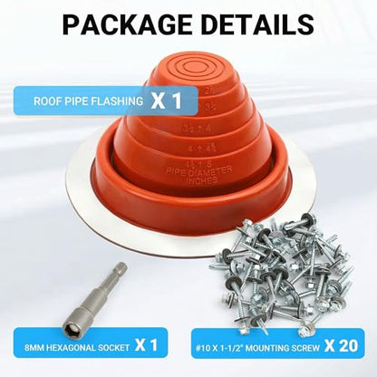 8 High Temp Silicone Metal Roof Pipe Flashing Boot