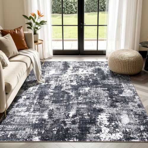 6x9 Washable Area Rug (Black & White / 6' x 9' (Rectangular))
