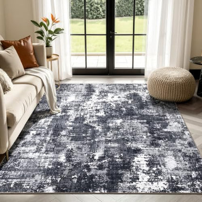 6x9 Washable Area Rug (Black & White / 6' x 9' (Rectangular))