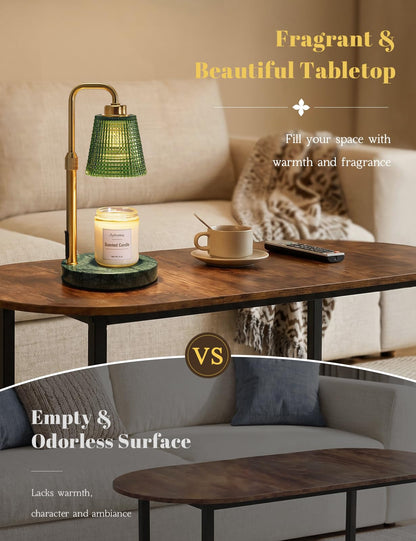 Marble Candle Warmer Lamp with Timer (Marble-Green)