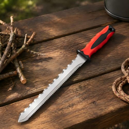 Double Side Serrated Insulation Knife (Red / 11 IN)