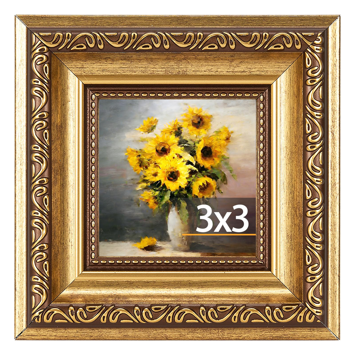 3x3 Vintage Picture Frame (Gold / 3x3 inch)