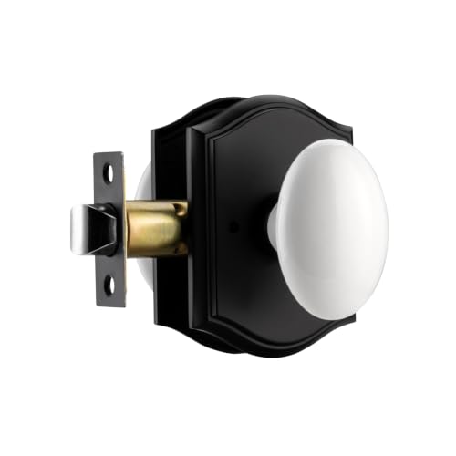 White Door Knobs with Gold Camelot Trim