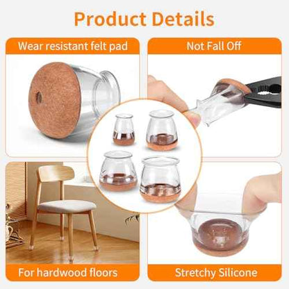 32 Pack Round Chair Leg Floor Protectors for Hardwood Floors (Clear-32pcs / Round Large)