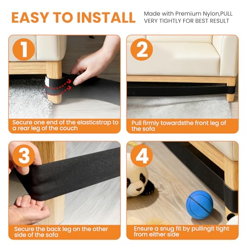 Under Couch Blocker for Kid and Pet Toys. Once Installed (5in x 132in)