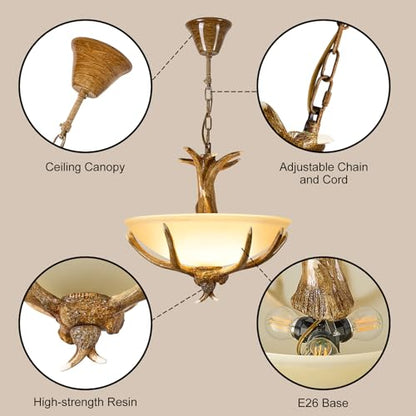Antlers Chandelier Vintage Deer Horn Antler Lamp for Home Bar Coffee Hotel Store