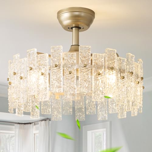 Gold Crystal Fandelier Ceiling Fan with Light