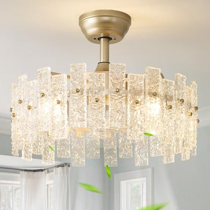 Gold Crystal Fandelier Ceiling Fan with Light