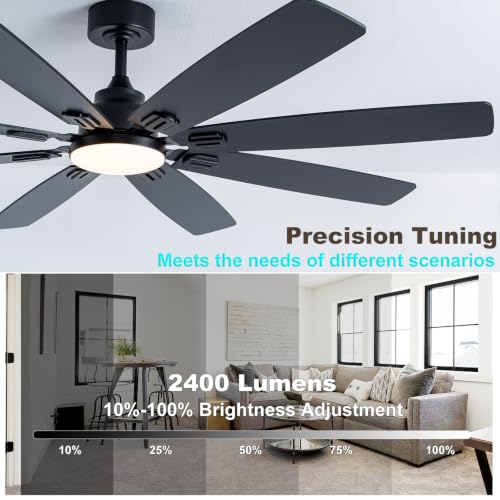 62in Large Black Ceiling Fan (Black SY88-62IN)