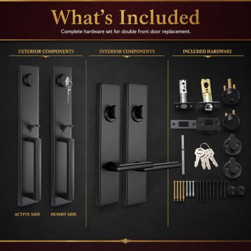 Matte Black Front Door Handle Set with Deadbolt