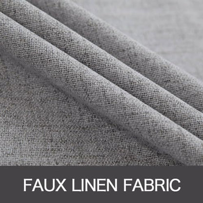 100% Blackout Linen Curtains for Bedroom 52x90 Inches Grey (Grey / 52"W x 90"L (Pack of 2))