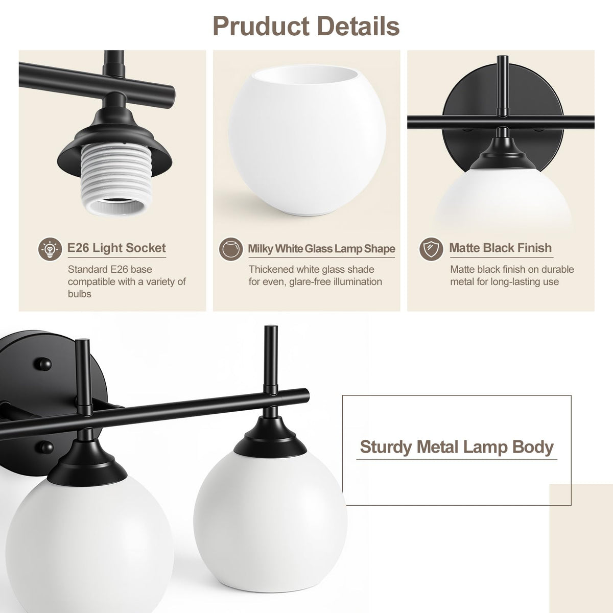 3 Light Bathroom Light Fixtures (Black / 3-Light)