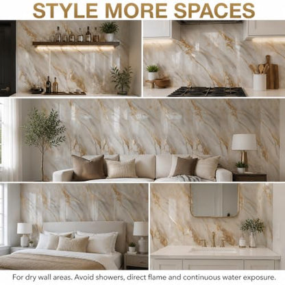 1 Pack Peel and Stick Marble Foam Wall Sticker