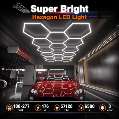Dimmable Hexagon Garage Lights (17 HEX+NoBorder)