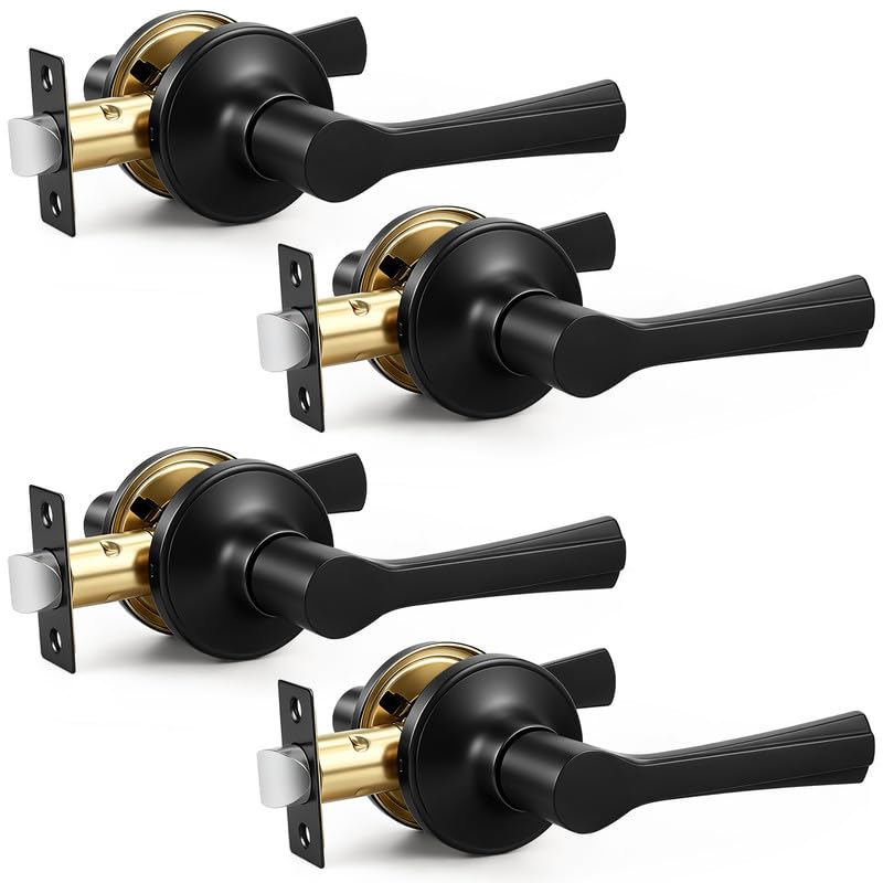 4 Pack Black Passage Door Handle (Black / Passage)