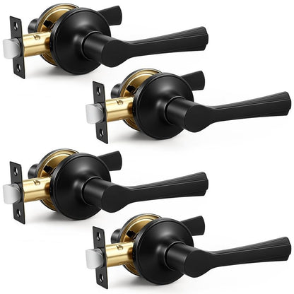 4 Pack Black Passage Door Handle (Black / Passage)