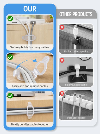 20 Pack Adhesive Cable Clips (Transparent)
