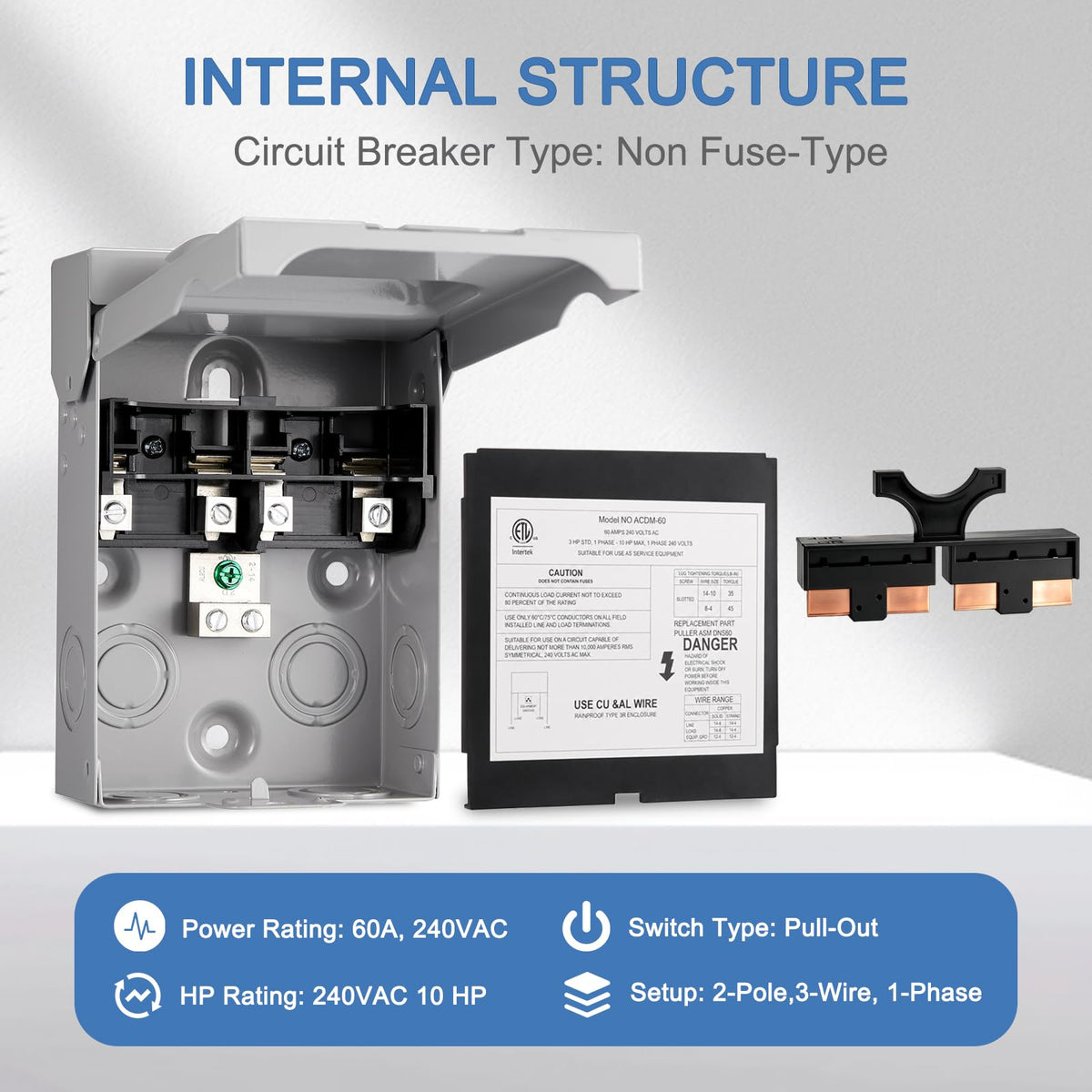 60A Non Fused Disconnect Switch Box 240V (Non-Fused (Compact Size))