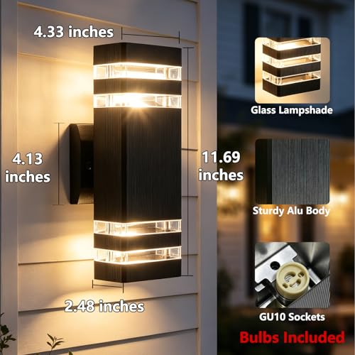 Exterior Lighting Fixtures Modern Porch Lights 4000K LED Outdoor Sconce Lights Wall Mount Black Garage Sconces Lamps for House Porch Patio Outside Yard