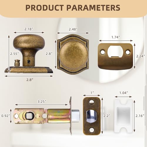Antique Brass Privacy Door Knob for Bedroom and Bathroom