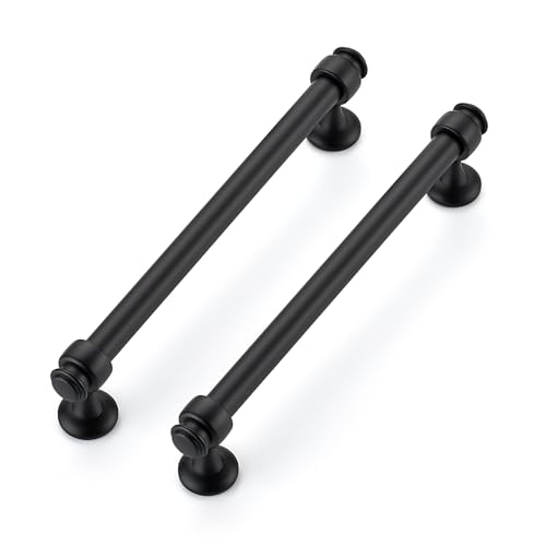 24 Pack Black Cabinet Handles (Black / 6-1/4 Inch Hole Center)
