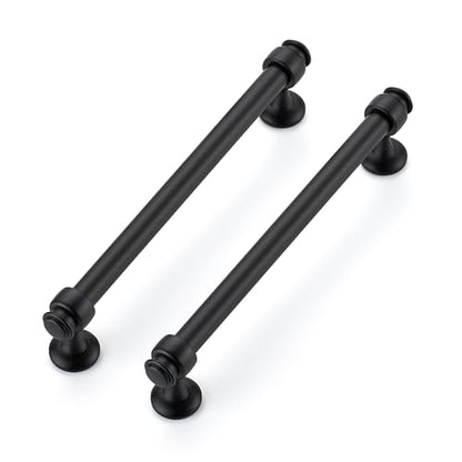 24 Pack Black Cabinet Handles (Black / 6-1/4 Inch Hole Center)