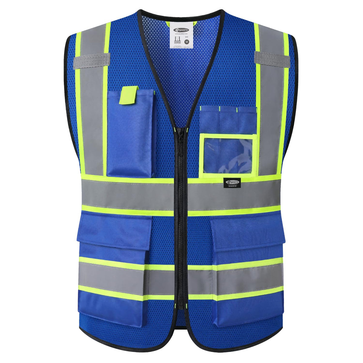 Safety Vest for Men Women Hi Vis Vest with Pockets and Zipper High Visibility Reflective Safety Vests Meet ANSI Standard Grey Color Extended Yellow Strips (Grey / Large)