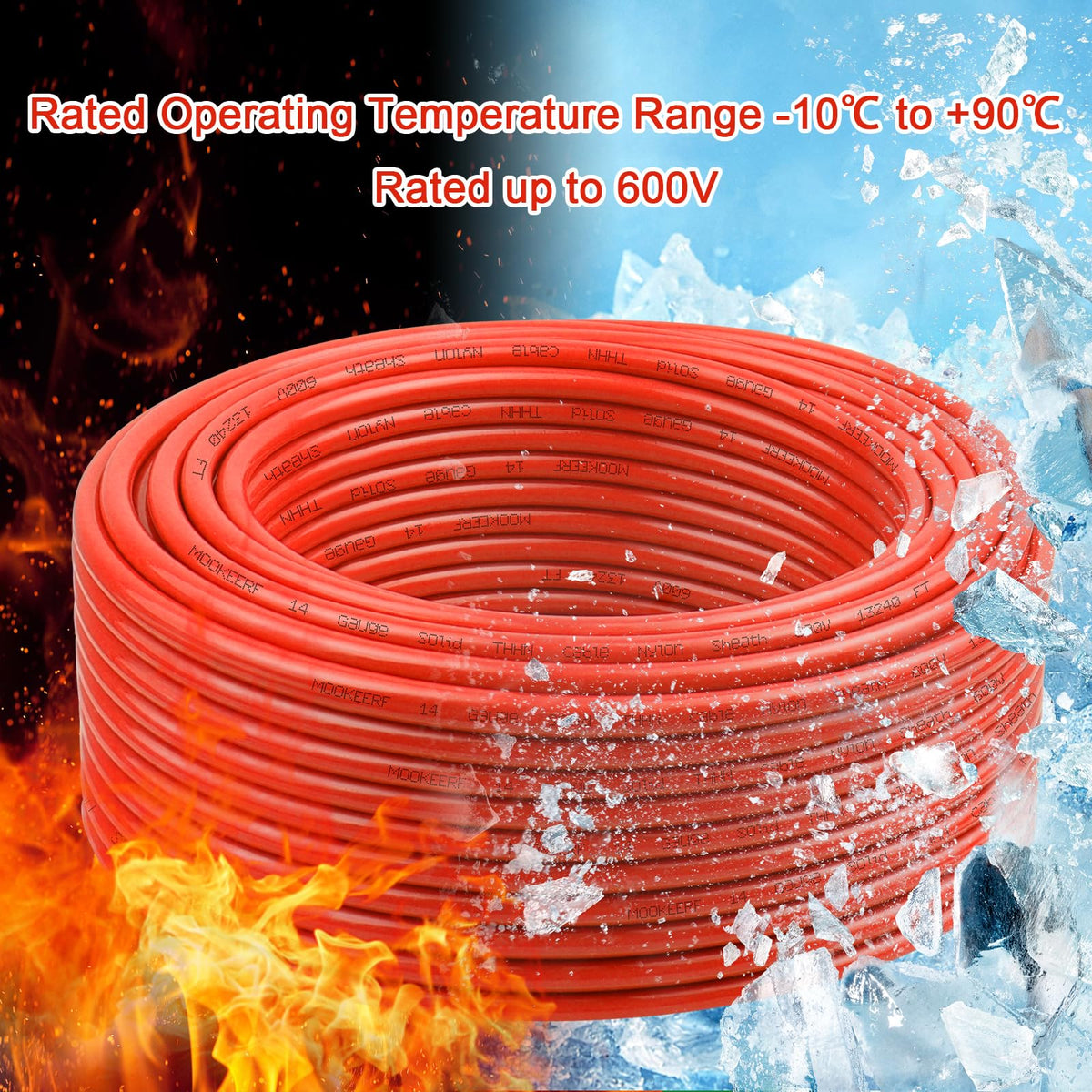 THHN Wire 14 Gauge 50FT (14 Gauge 50FT / Red)
