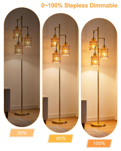 Amber Glass Floor Lamp Farmhouse Mid Century Standing Tall Lamp (Amber-86G)