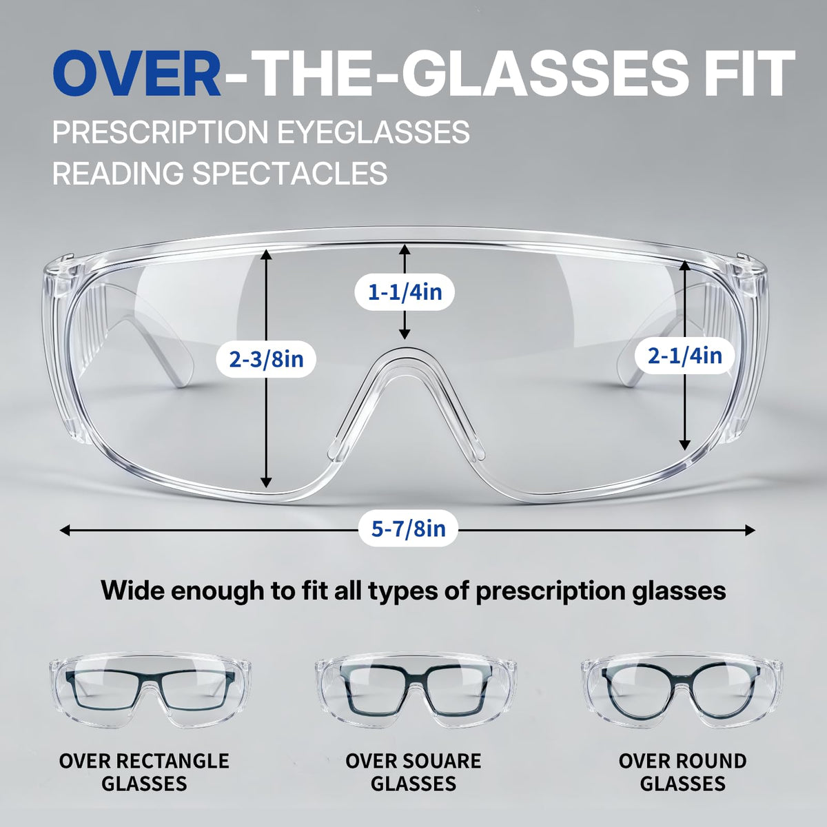 Safety Glasses Over Eyeglasses 12 Pack ANSI Z87.1