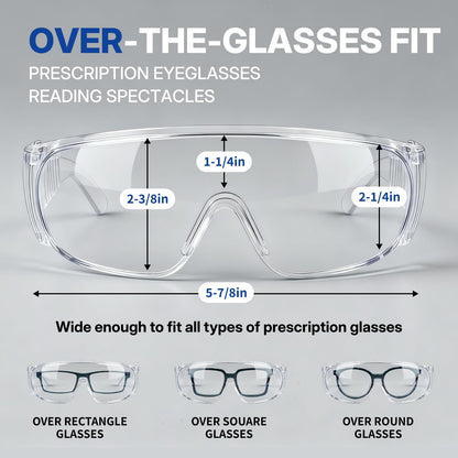 Safety Glasses Over Eyeglasses 12 Pack ANSI Z87.1