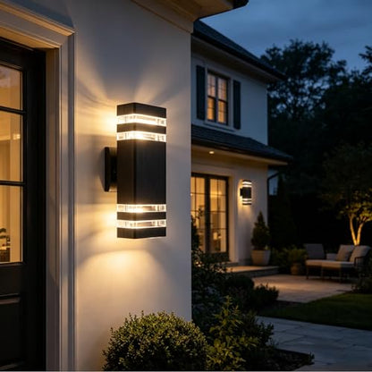 Exterior Lighting Fixtures Modern Porch Lights 4000K LED Outdoor Sconce Lights Wall Mount Black Garage Sconces Lamps for House Porch Patio Outside Yard