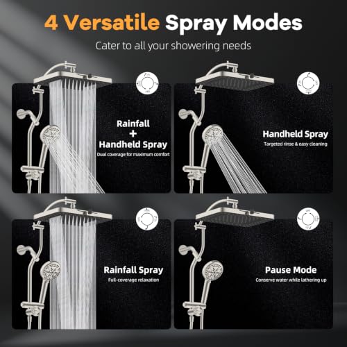 13'' 5 Spray Showerhead (Square 13" with 2 filters / Brushed Nickel)