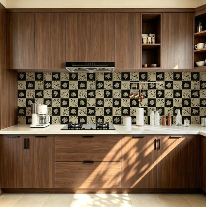 Checkered Contact Paper Vintage Peel and Stick Wallpaper (17.3" x 78.7" / Black and Cream White)