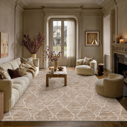 6x9 Area Rug Brown Washable Rugs for Living Room (L| Brown / 6' x 9' (Rectangular))