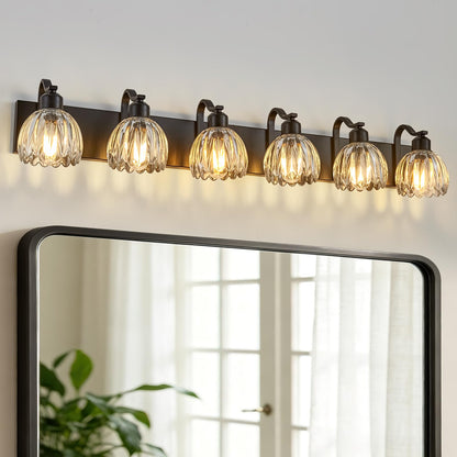 Bathroom Light Fixtures (Black - Tulip Clear / 6-light)